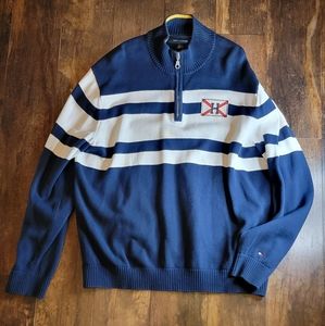 Tommy Hilfiger, 1/4 Quarter Zip Jumper Sweatshirt, Front Logo, XL